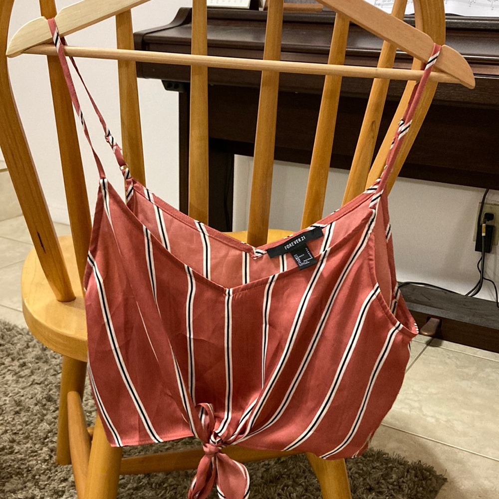 Forever21 orange striped crop tank top